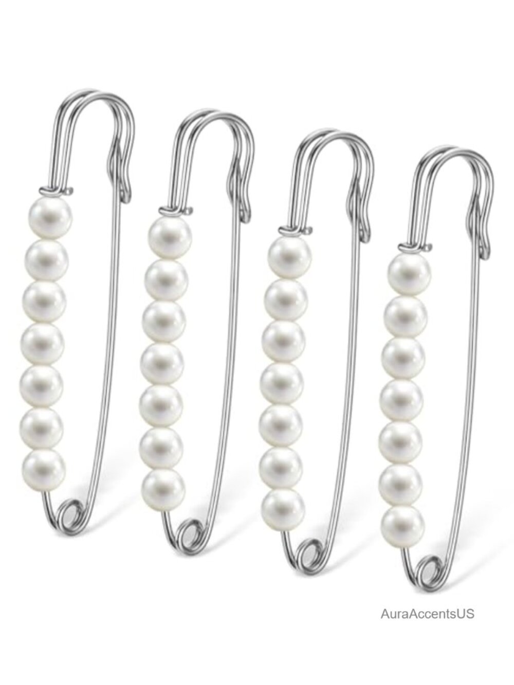 Decorative Pearl Safety Pins for Clothes - 3 Inch Brooch Pin